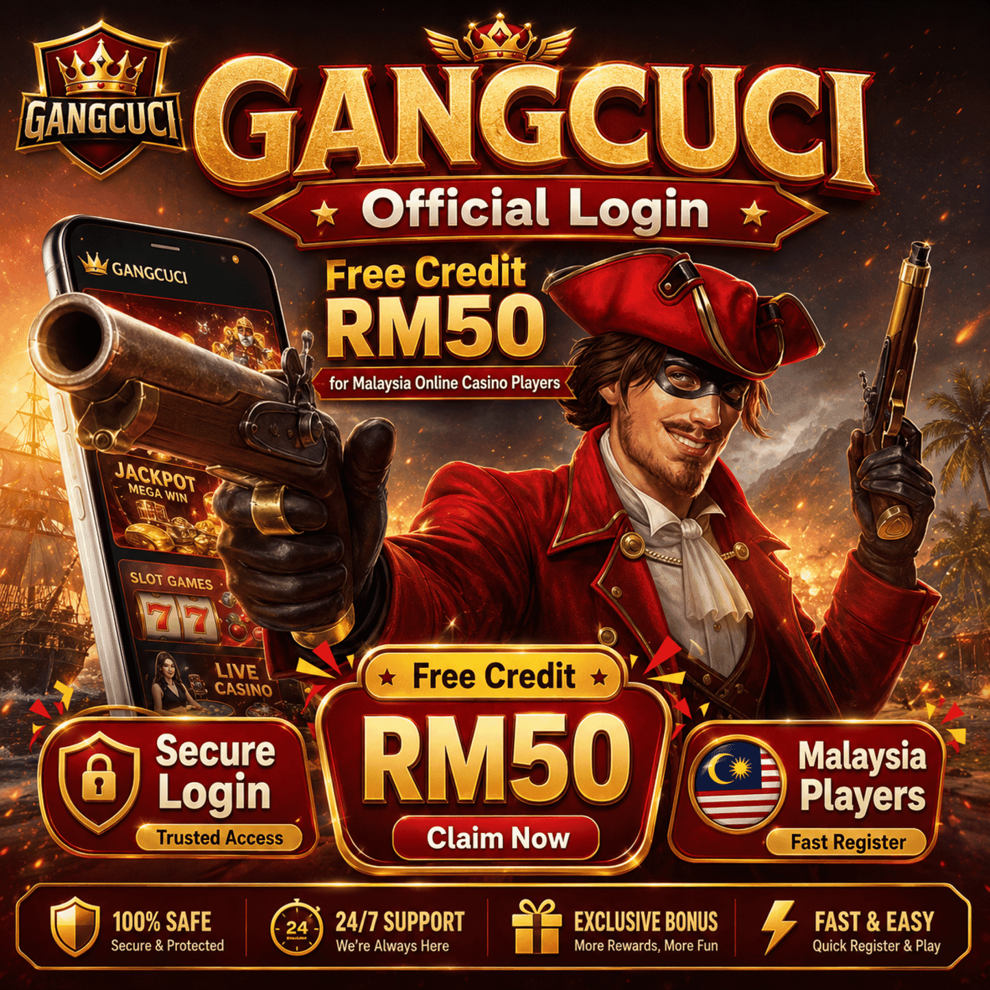 GANGCUCI Official Login – Free Credit RM50 for Malaysia Online Casino Players
